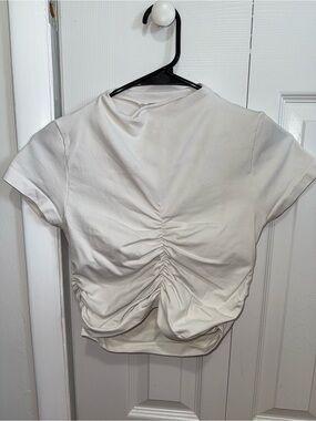 Zara White Ruched Back Crop Top